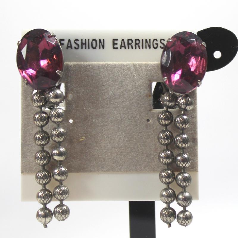 Front view of Purple (cardinal) Oval Earrings Clip