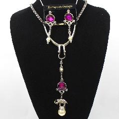 Purple (cardinal) Cabochons Plastic Earrings Clip