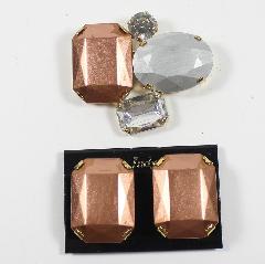 Emerald Cut Plastic Earrings Clip