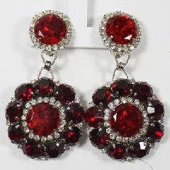 Red Chatons Only Earrings Clip