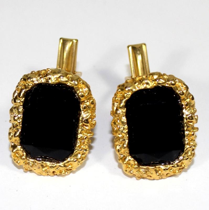 Front view of Black (jet) Emerald Cut Other