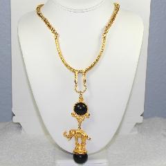 Black (jet) Cabochons Necklace