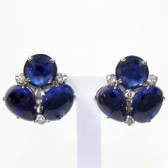 Blue Cabochons Earrings Clip