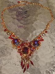 Red Navettes Rivoli/Margarita Necklace