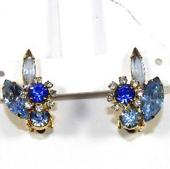 Blue Navettes Earrings Clip