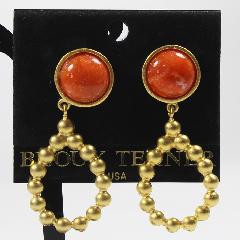 Orange Cabochons Earrings Clip