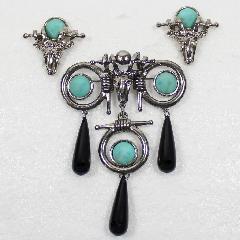 Turquoise Cabochons Plastic Earrings Clip