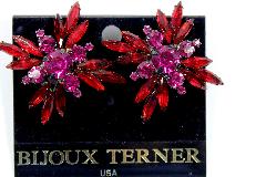 Red Navettes Earrings Clip