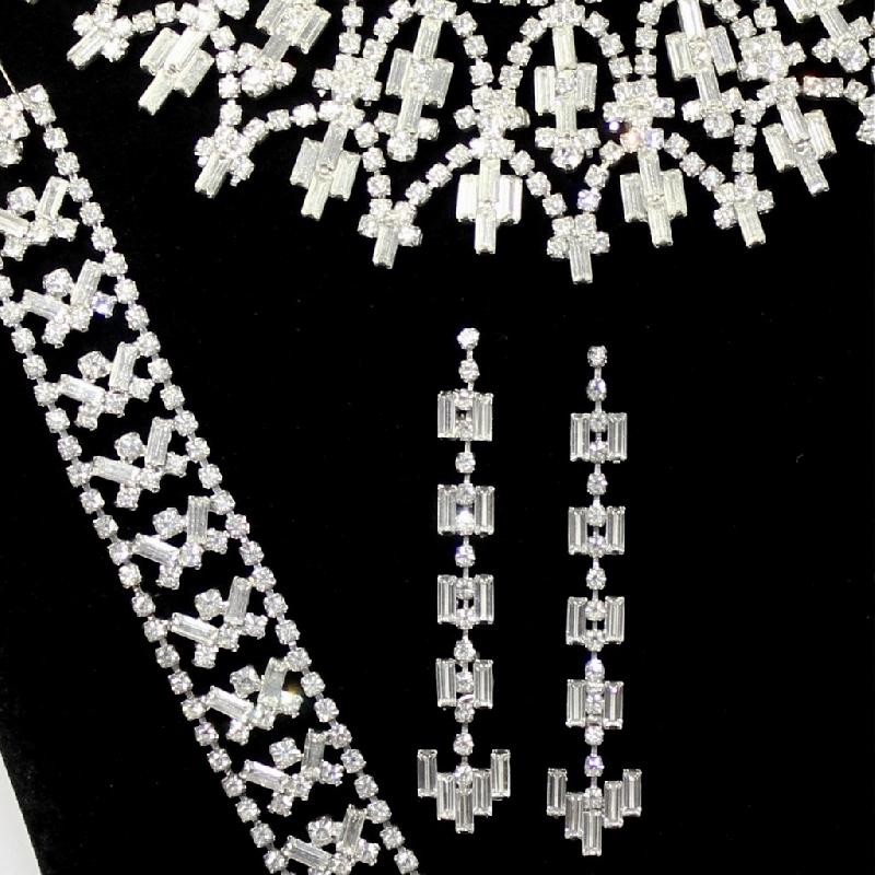 Front view of Clear Baguettes Earrings Pierced