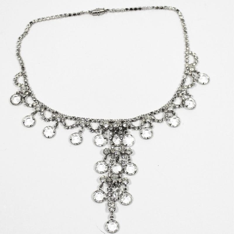 Front view of Clear Chatons Only Necklace