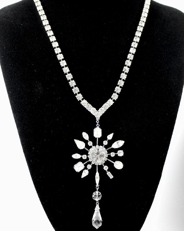 Front view of Clear Pear Necklace