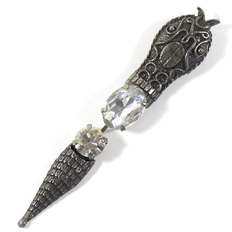 Front view of Clear Oval Brooch