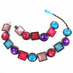 Multiple Colors Square Plastic Bracelet Flat Push In