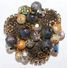 Black (jet) Cabochons Molded/Cut Brooch