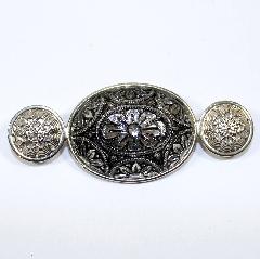 Black (jet) Cabochons Molded/Cut Brooch