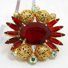 Red Navettes Brooch