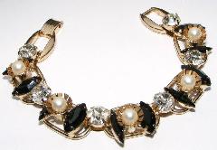 Black (jet) Navettes Pearl Bracelet 5 Link