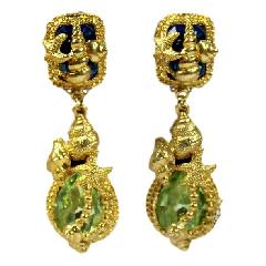 Green Pear Earrings Clip