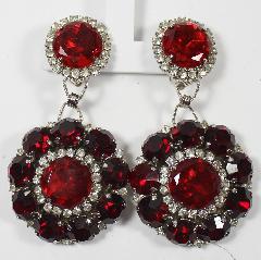 Red Chatons Only Earrings Clip