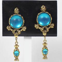 Blue Cabochons Frosted Earrings Clip