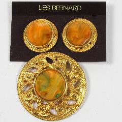 Orange Cabochons Plastic Brooch