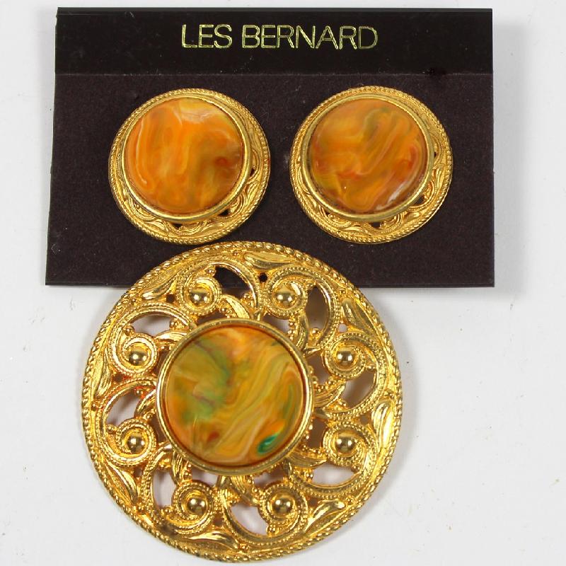 Front view of Orange Cabochons Plastic Earrings Clip