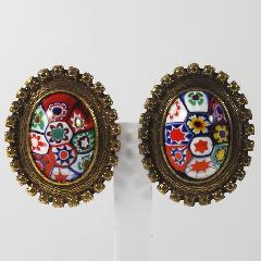 Multiple Colors Cabochons Multi-Color/Shaded Earrings Clip