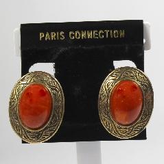 Orange Cabochons Plastic Earrings Clip