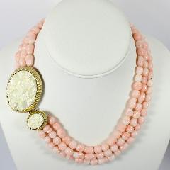 Pink Cabochons Molded/Cut Necklace