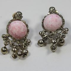 Pink Cabochons Multi-Color/Shaded Earrings Clip