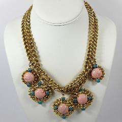 Pink Cabochons Plastic Necklace