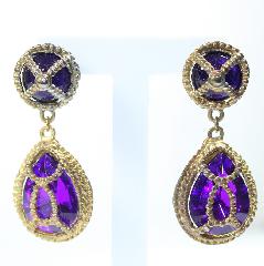 Purple (cardinal) Pear Plastic Earrings Pierced