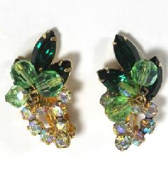 Green Navettes Earrings Clip