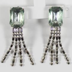 Green Emerald Cut Earrings Clip