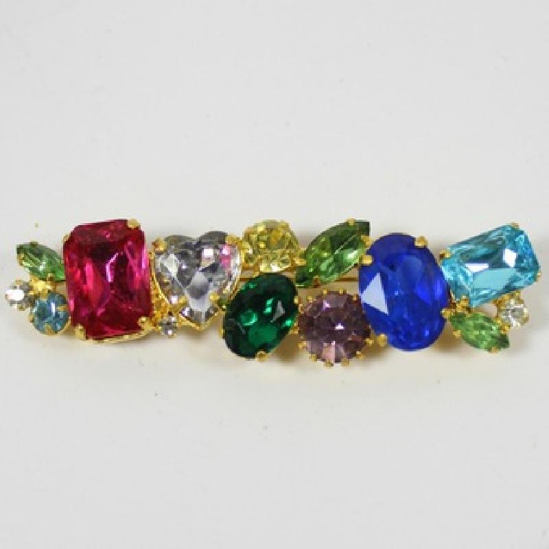 Front view of Multiple Colors Heart Brooch