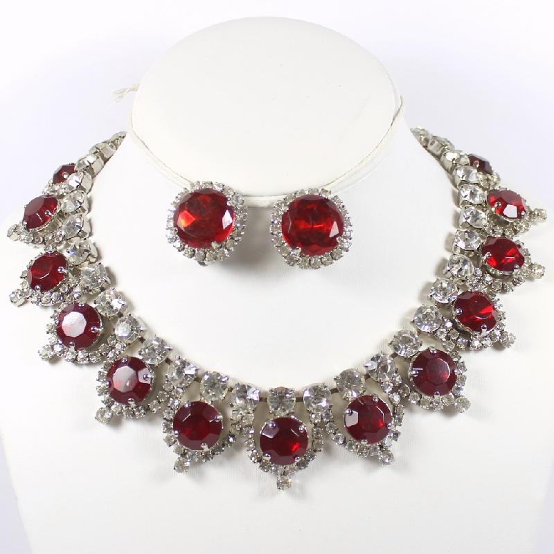 Front view of Red Chatons Only Necklace