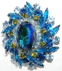 Blue Oval Multi-Color/Shaded Brooch