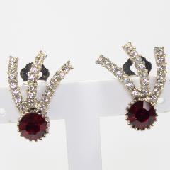 Red Chatons Only Earrings Clip