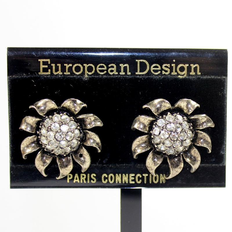 Front view of Clear Chatons Only Earrings Pierced