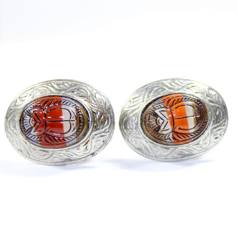 Front view of Multiple Colors Cabochons Molded/Cut Earrings Clip