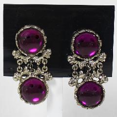 Purple (cardinal) Cabochons Plastic Earrings Clip