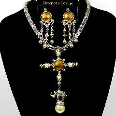 Yellow Cabochons Pearl Pendant