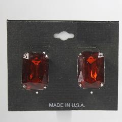 Topaz Emerald Cut Plastic Earrings Clip