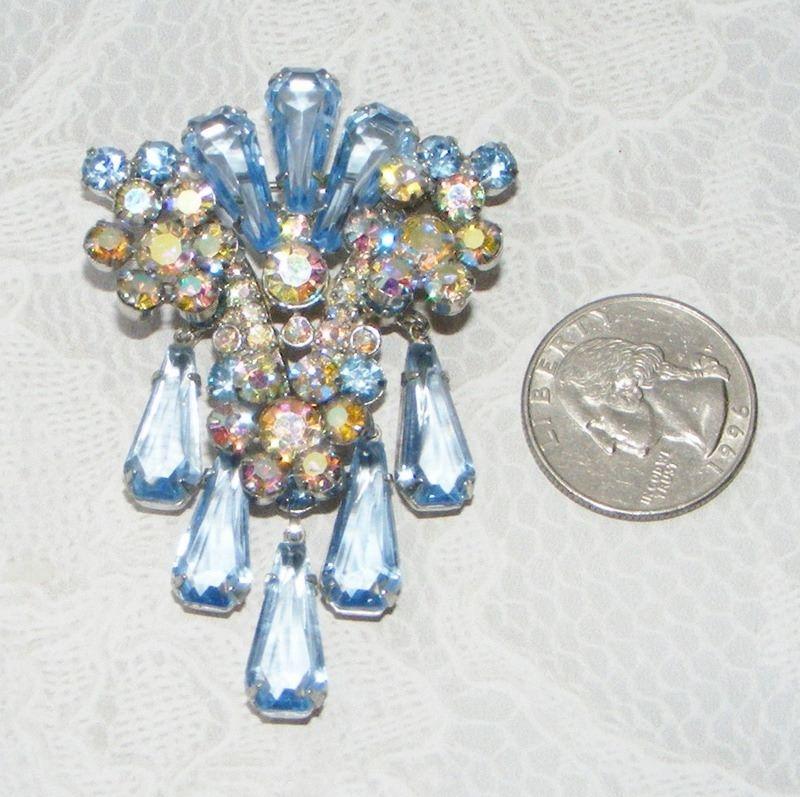 Front view of Blue Pentagon Brooch