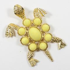 Yellow Cabochons Plastic Brooch