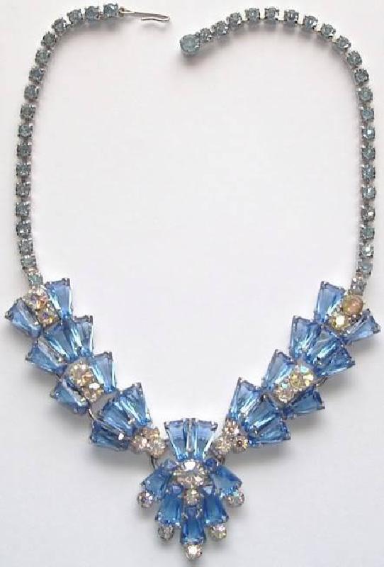 Front view of Blue Keystones Necklace