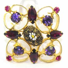 Purple (cardinal) Cabochons Painted (hand/Transfer) Brooch