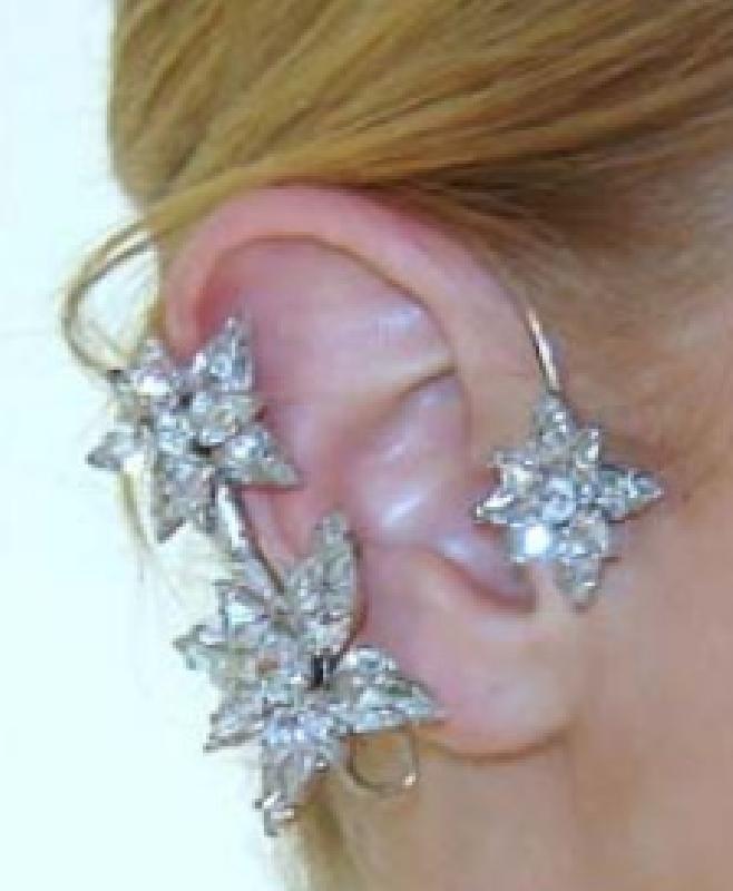 Front view of Clear Pear Earrings Wire