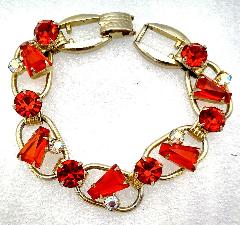 Orange Keystones Bracelet 5 Link
