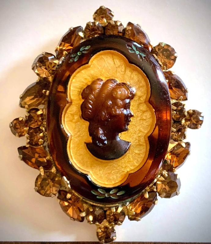 Front view of Topaz Navettes Brooch